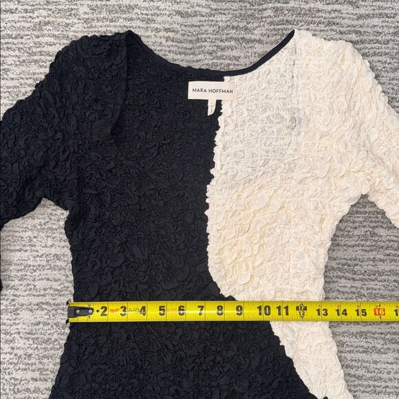 New Mara Hoffman Amy Popcorn Midi Dress Black/ Cream Large - Picture 12 of 16